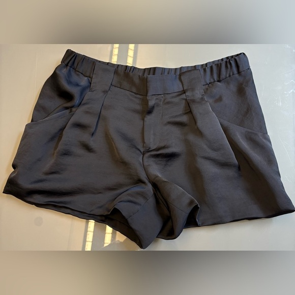 RACHEL Rachel Roy Black High Waist Satiny Dress Shorts Pockets women's size XS - Picture 3 of 13